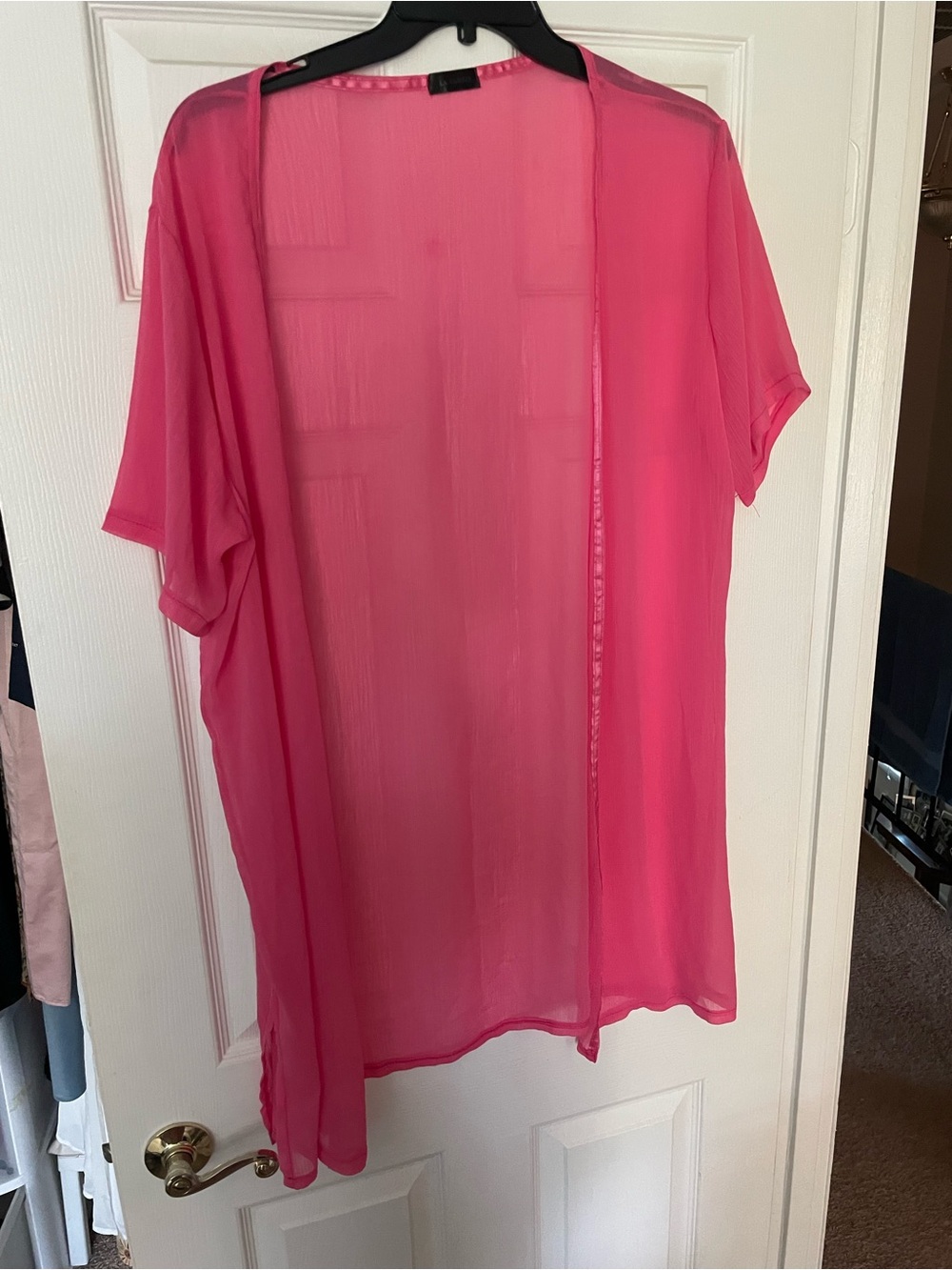 Sheer Open-Front Pink Kimono Cardigan